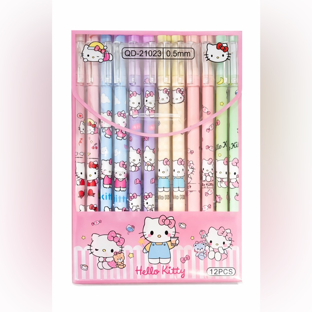 Sanrio Hello Kitty Gel Pens – 12-Pack Set (0.5mm)